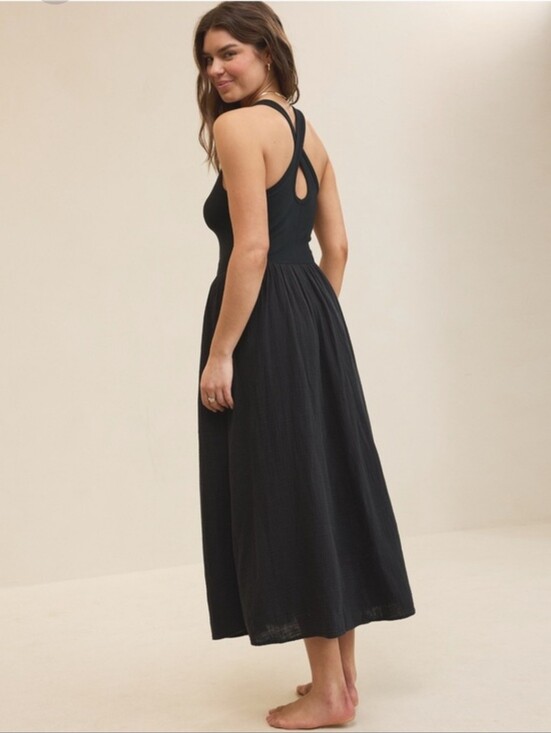 aerie Dresses & Skirts - aerie At The Barre Black Criss Cross Back Dress